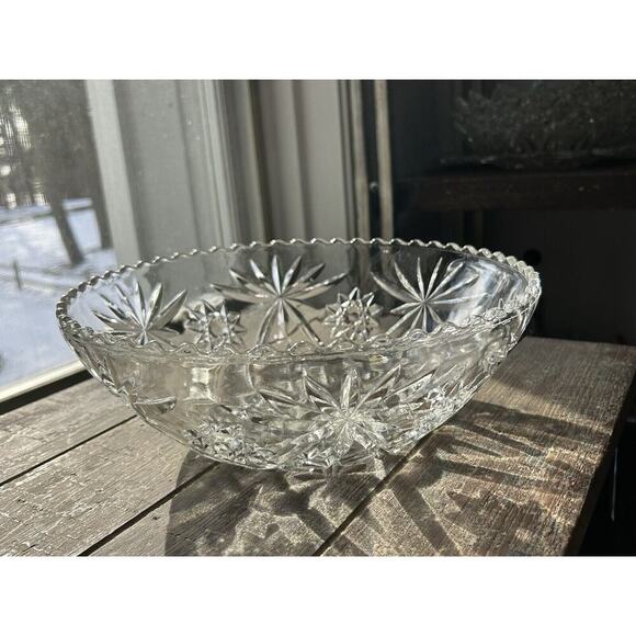 Vintage Anchor Hocking Clear Cut Glass Star of David Large 10.5” Serving Bowl - Picture 10 of 12